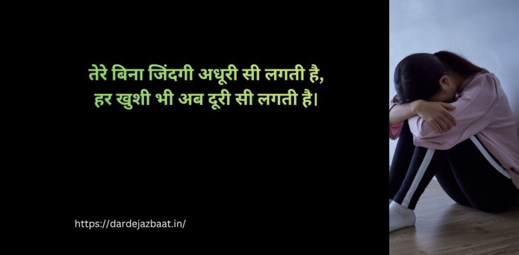 💔 तेरे बिना जिंदगी अधूरी है शायरी - 2 line heart touching shayari in Hindi